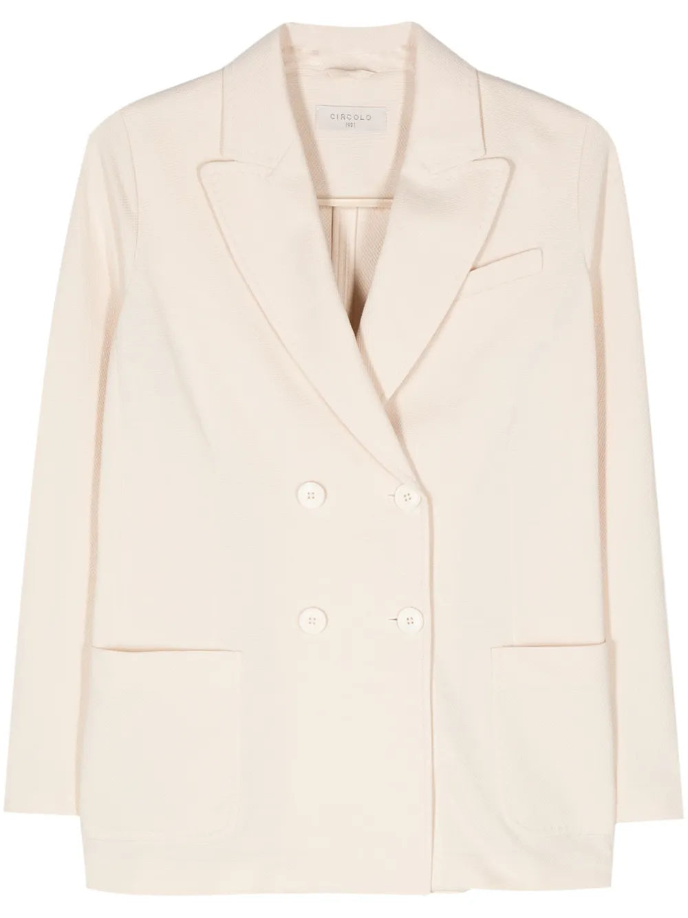 Oxford-Knit Double-Breasted Blazer