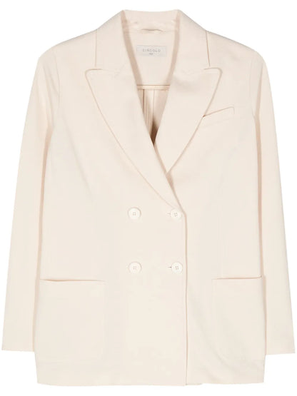 Oxford-Knit Double-Breasted Blazer