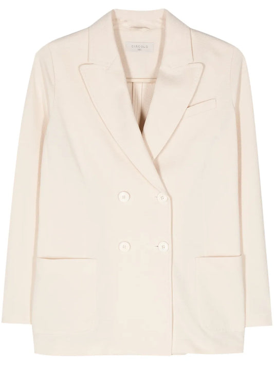 Oxford-Knit Double-Breasted Blazer