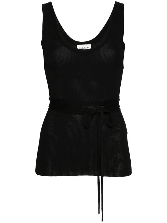 Tied Waist Ribbed Tank Top