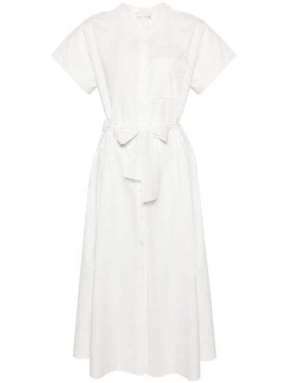 Band-Collar Shirt Maxi Dress