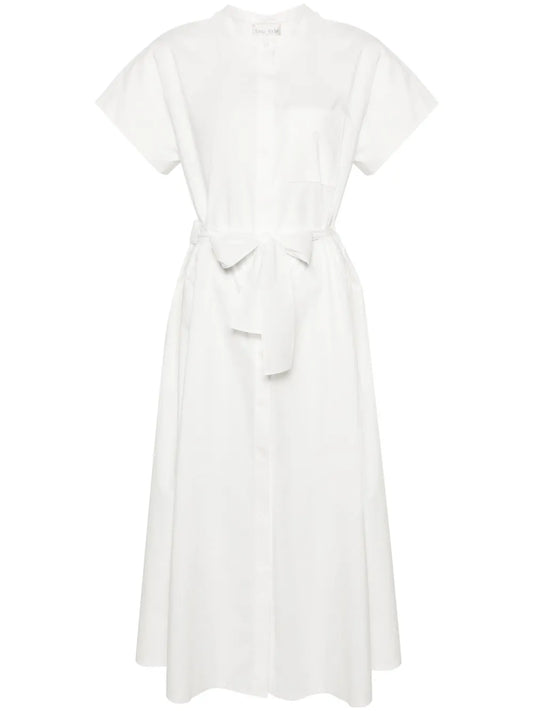 Band-Collar Shirt Maxi Dress