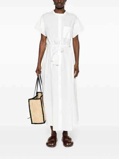Band-Collar Shirt Maxi Dress