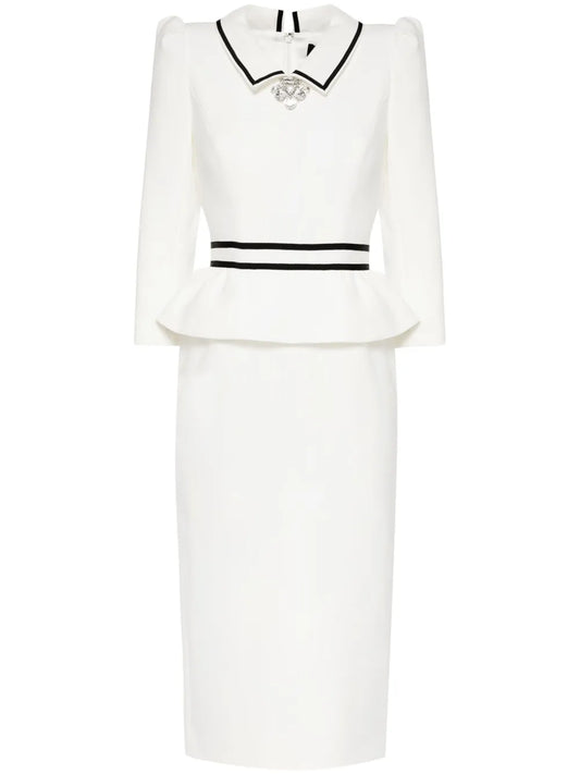 Honeybee Peplum-Waist Midi Dress