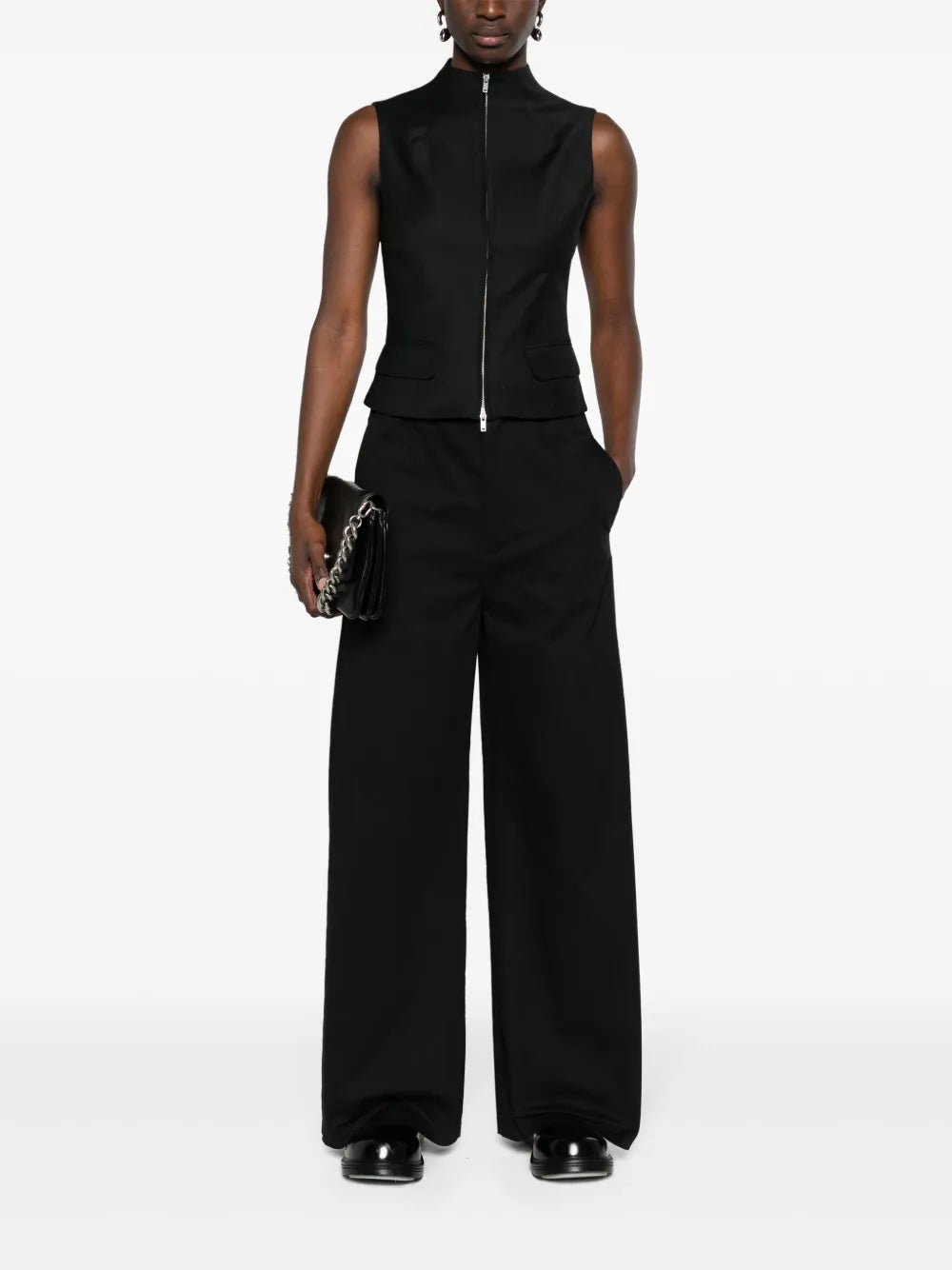 Elasticated-Waistband Straight Trousers