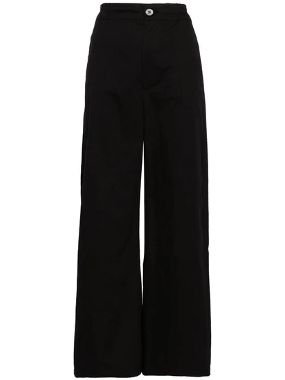 Elasticated-Waistband Straight Trousers