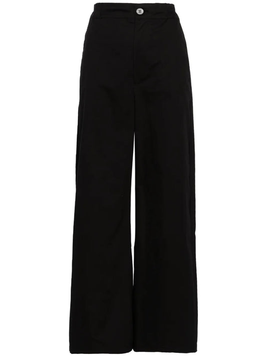 Elasticated-Waistband Straight Trousers