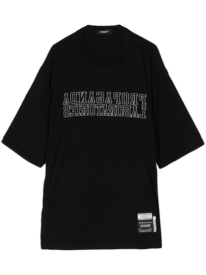 Slogan-Embroidered Cotton T-Shirt
