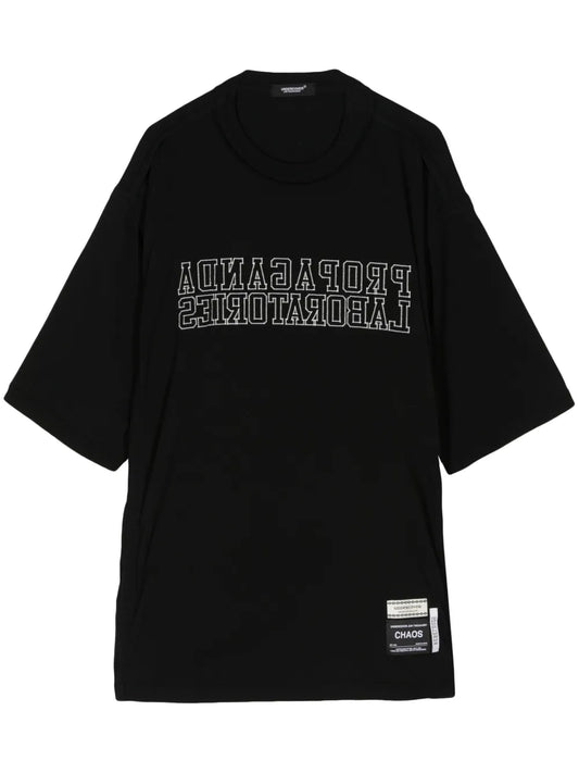 Slogan-Embroidered Cotton T-Shirt