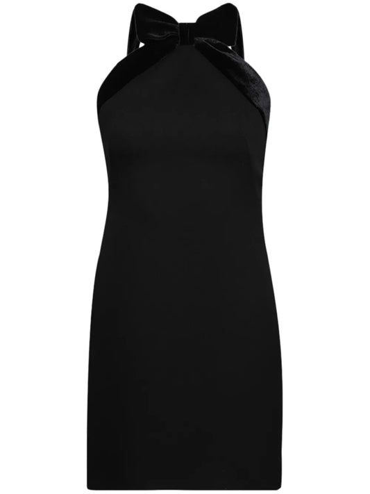 Velvet-Bow Low-Back Minidress