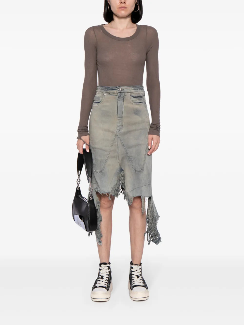 Distressed Denim Skirt