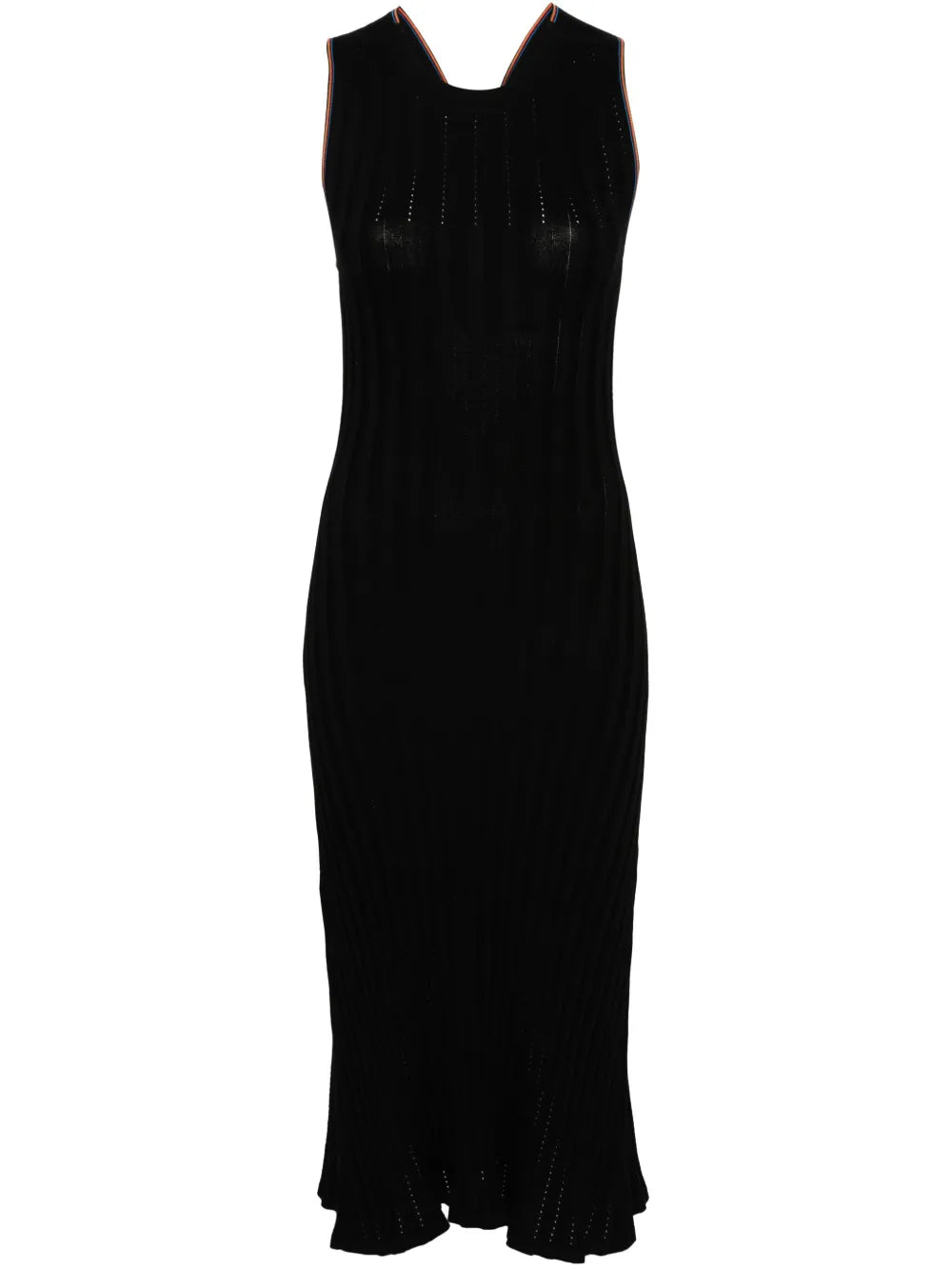 Stripe-Trim Ribbed Maxi Dress