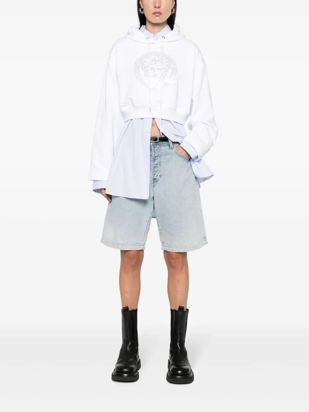 Medusa Head-Motif Cotton Hoodie