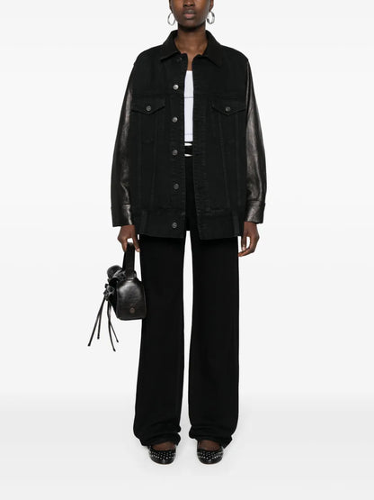 Grizzo Leather-Panels Denim Jacket