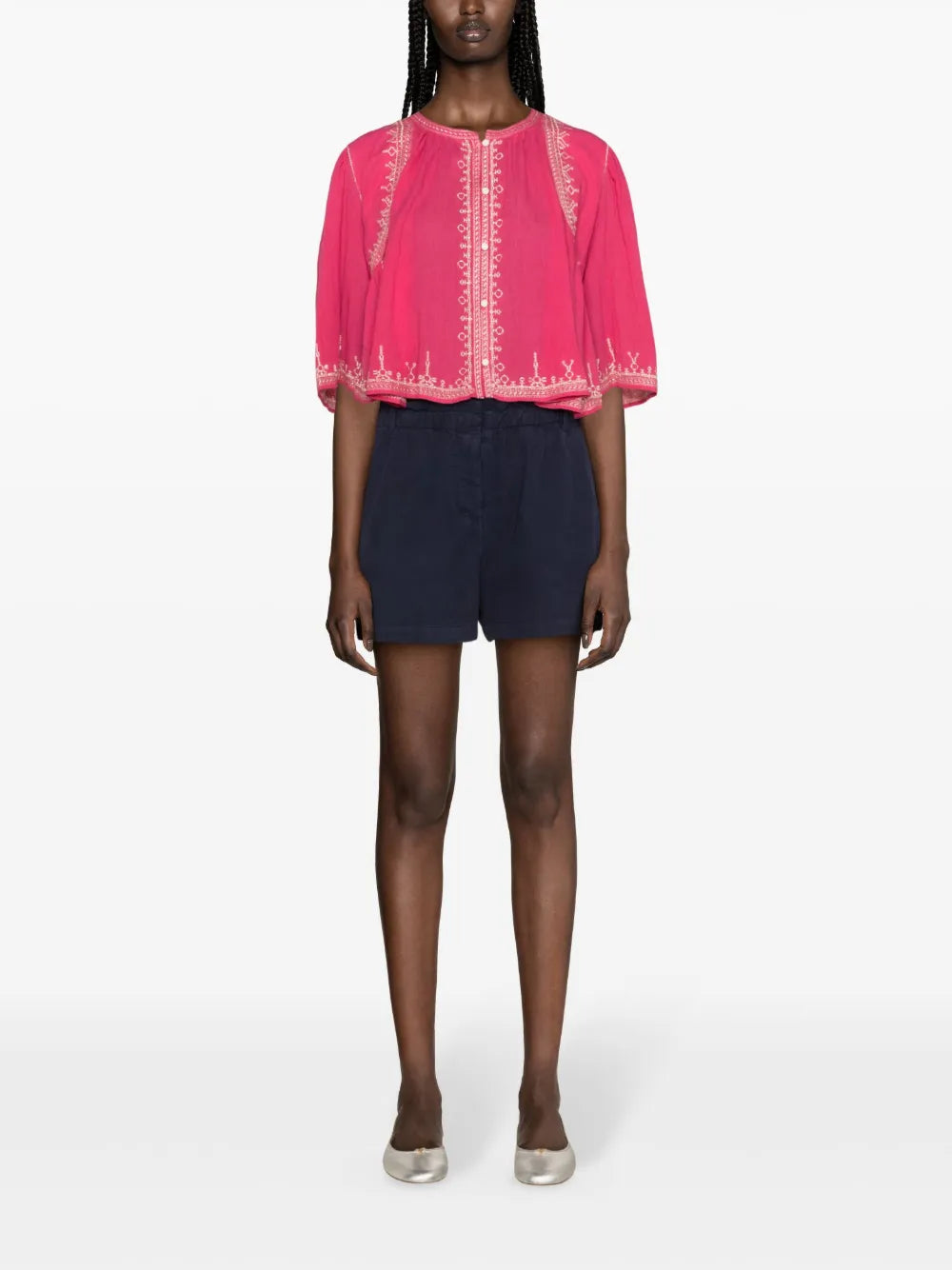 Perkins Embroidered-Detailing Blouse