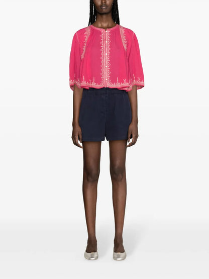 Perkins Embroidered-Detailing Blouse