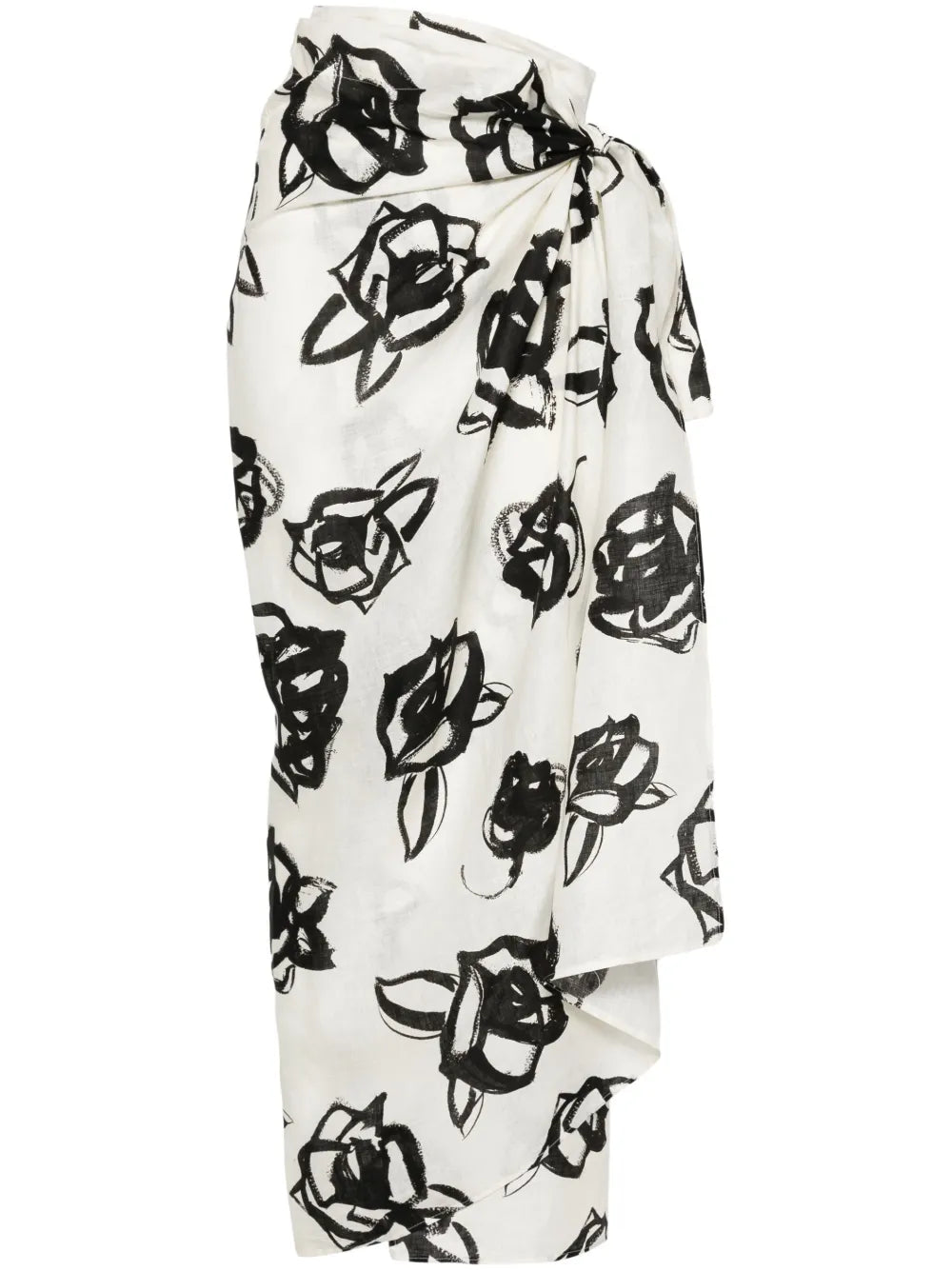 Floral-Print Linen Maxi Skirt