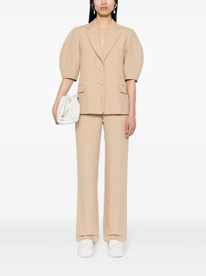 Balloon-Sleeve Linen Jacket