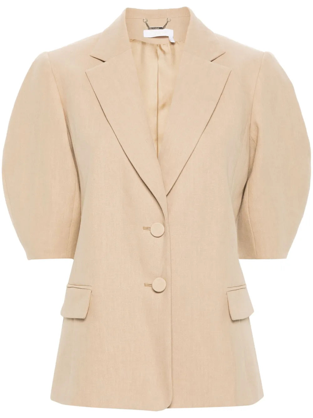 Balloon-Sleeve Linen Jacket
