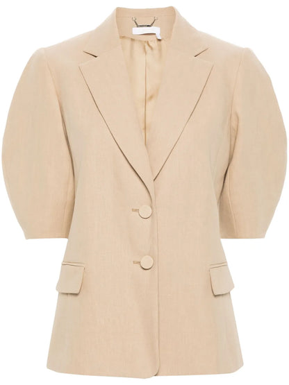 Balloon-Sleeve Linen Jacket