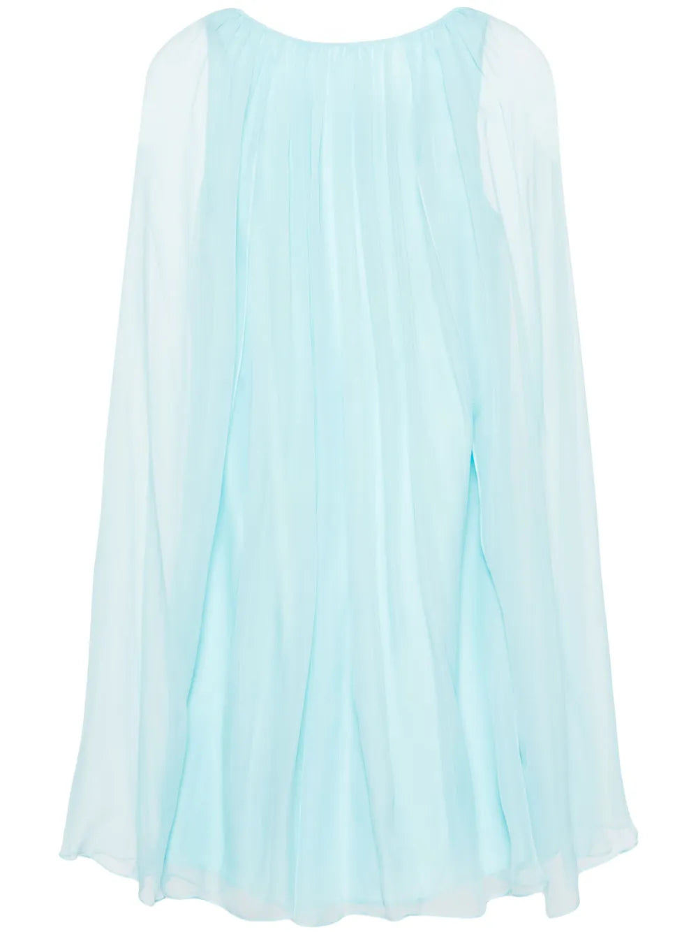 Sheer-Overlay Silk Cape Dress