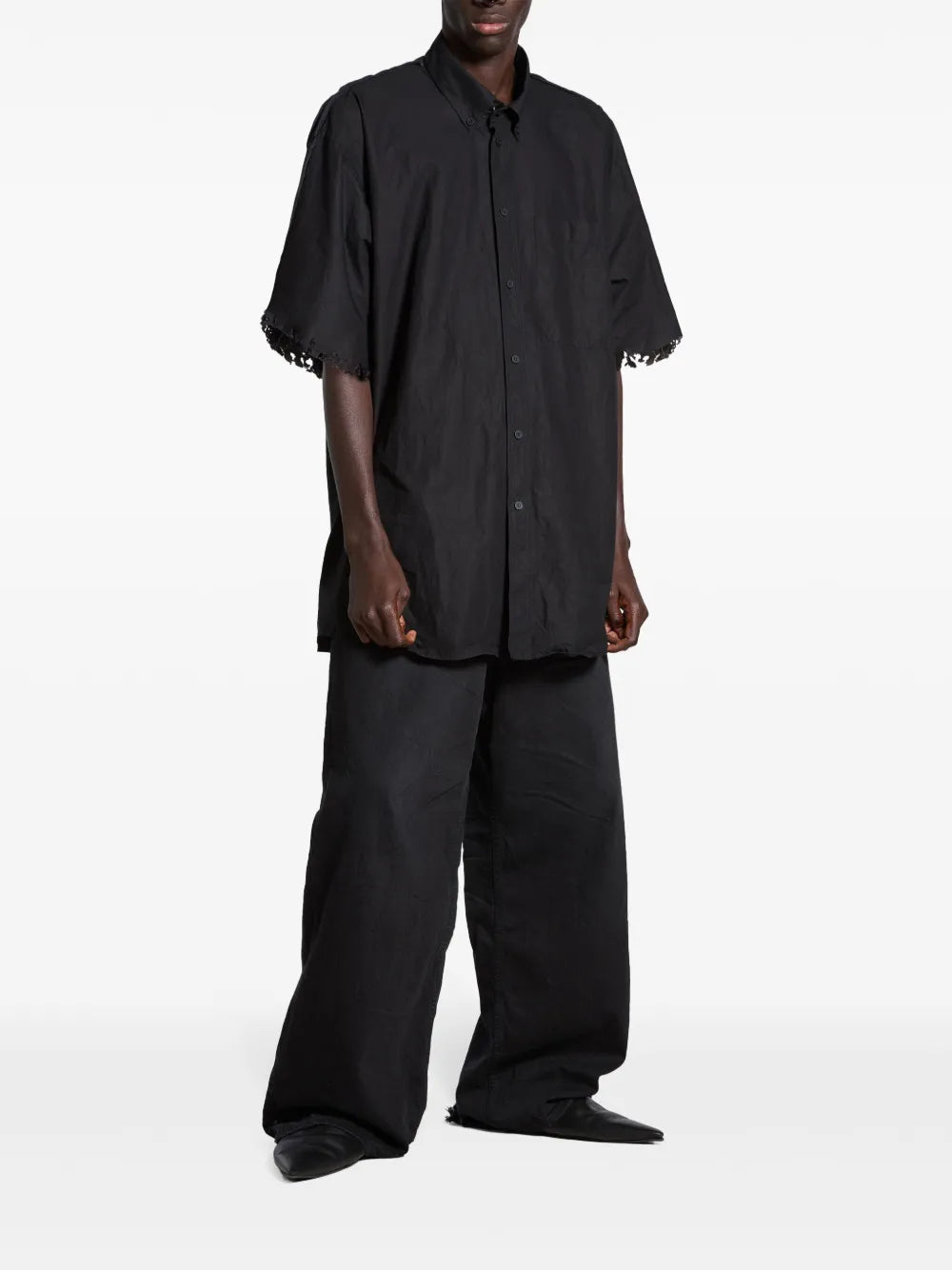 Graphic-Print Frayed Shirt