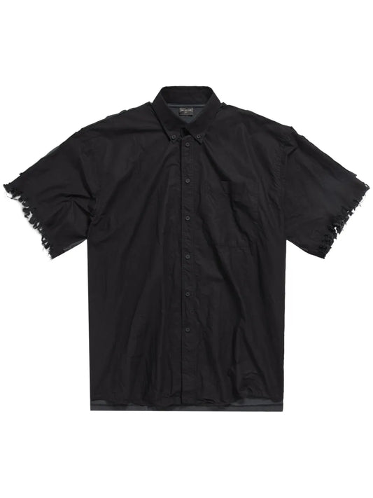 Graphic-Print Frayed Shirt