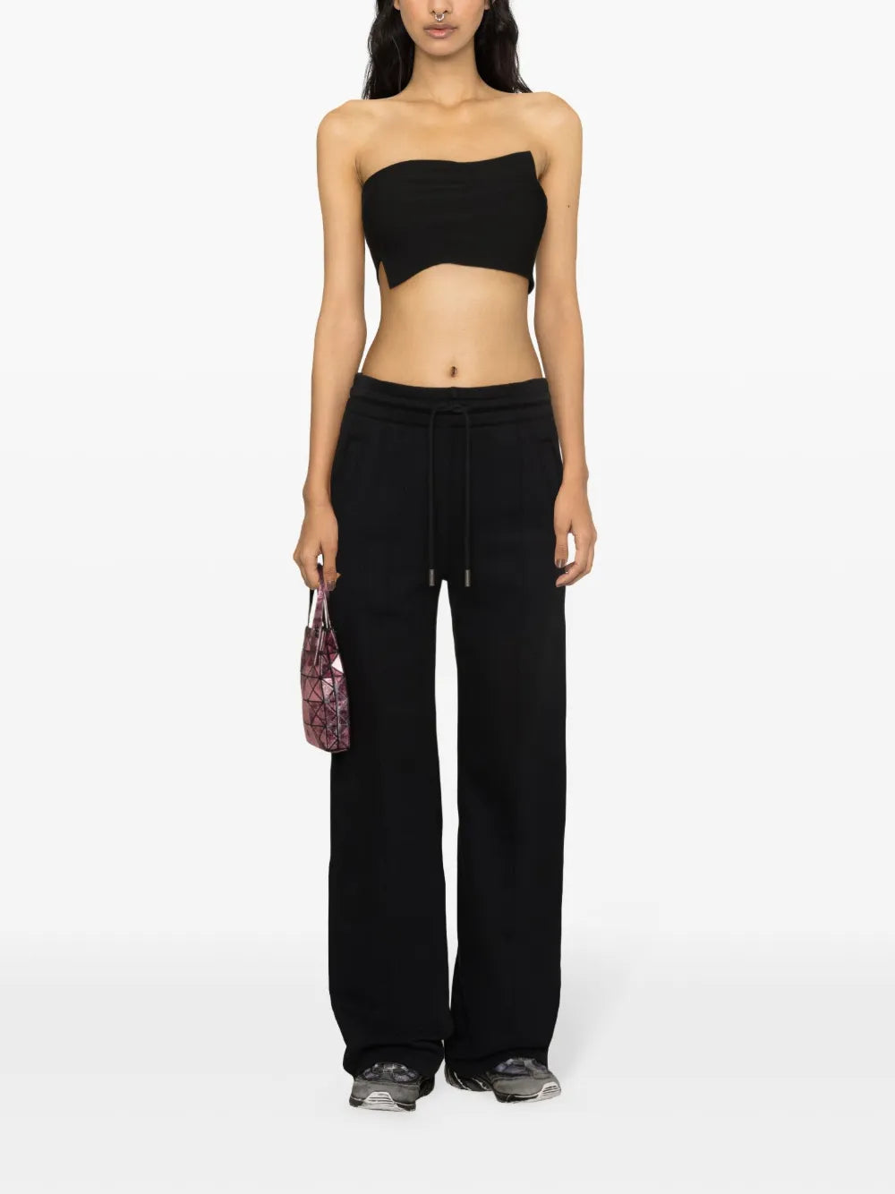 Wrapped-Sleeves Jersey Bandeau Top