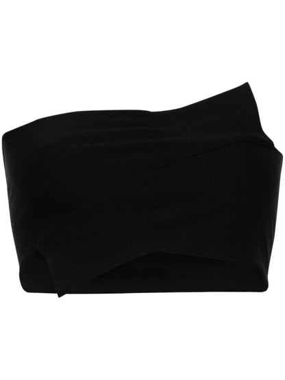 Wrapped-Sleeves Jersey Bandeau Top