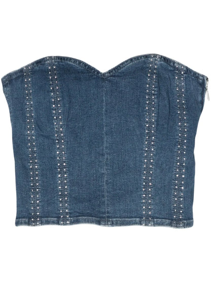 Stud-Embellished Cropped Top