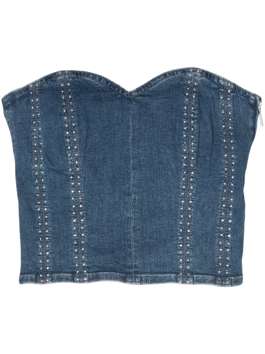 Stud-Embellished Cropped Top