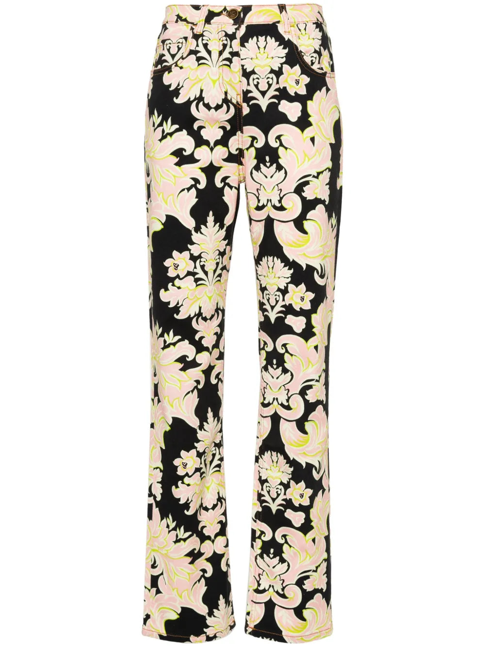 Floral-Print Straight-Leg Jeans