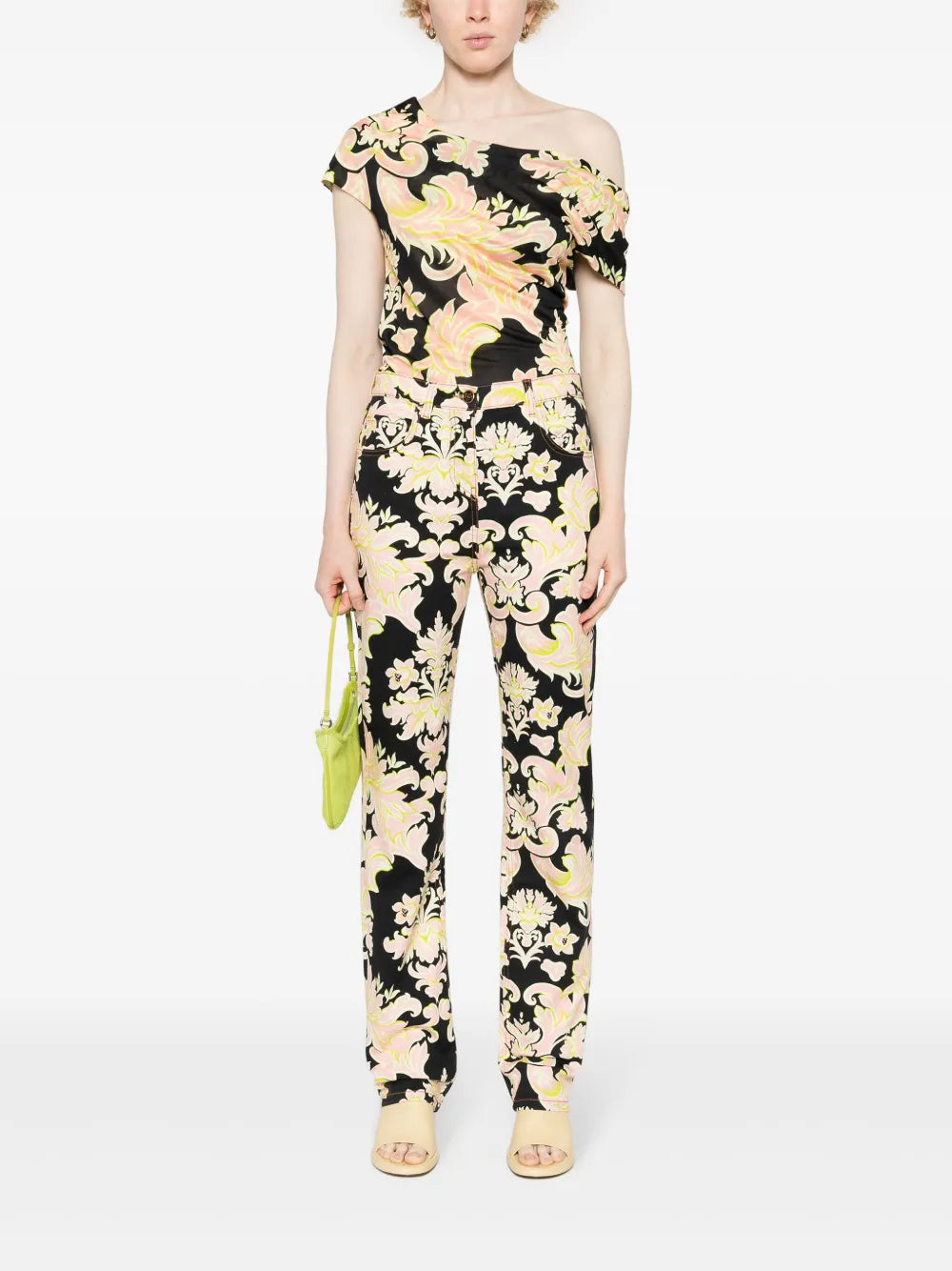 Floral-Print Straight-Leg Jeans