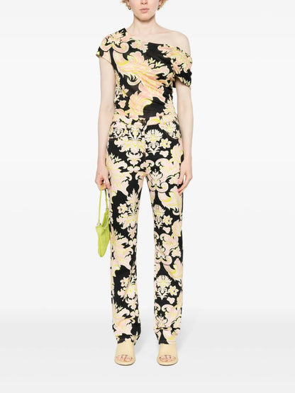 Floral-Print Crepe Blouse