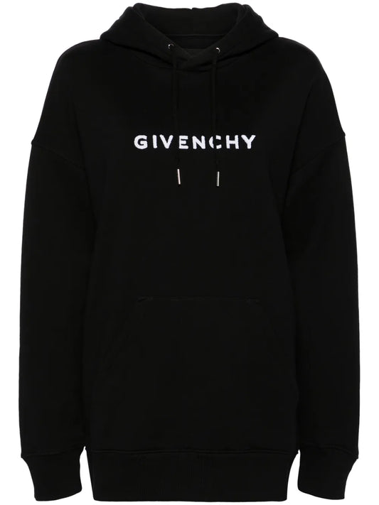 Logo-Flocked Cotton Hoodie