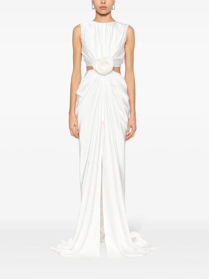 Floral-Appliqué Maxi Dress