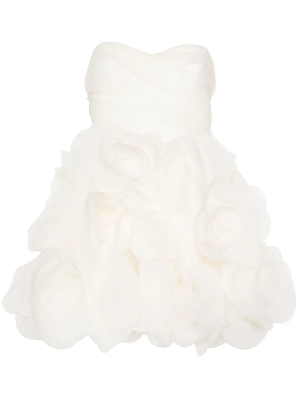 Floral-Appliqué Strapless Minidress