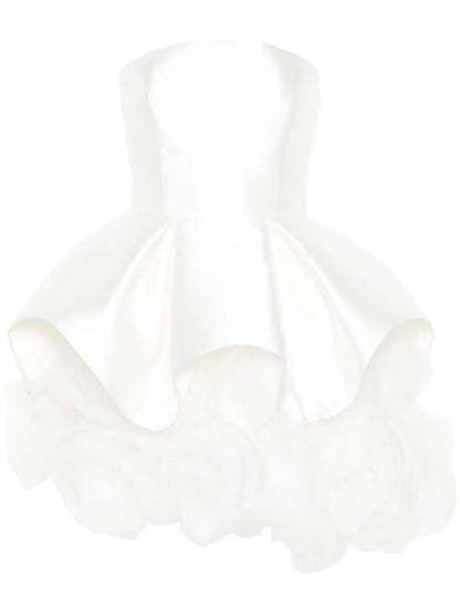 Floral-Appliqué Mini Dress