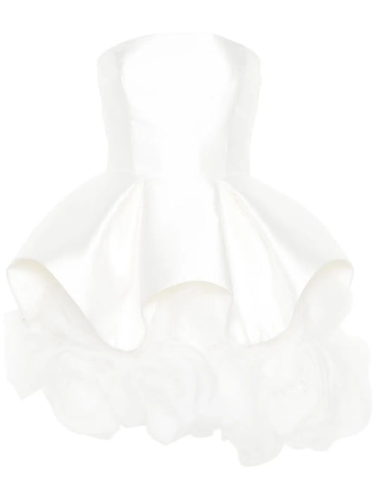 Floral-Appliqué Mini Dress