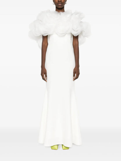 Floral-Appliqué Maxi Dress