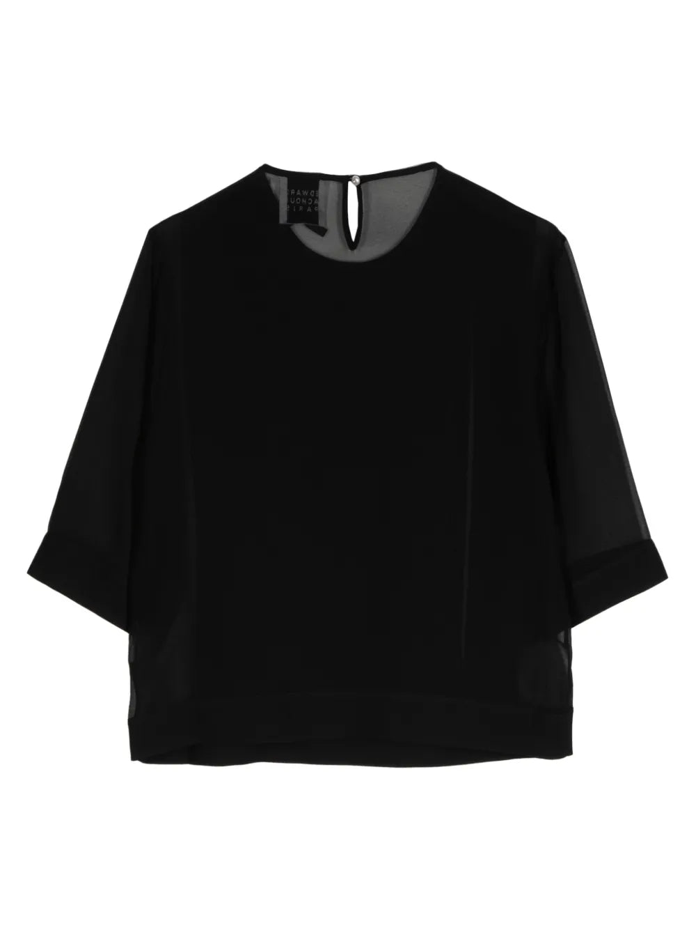 Half-Length Sleeve Sheer Blouse