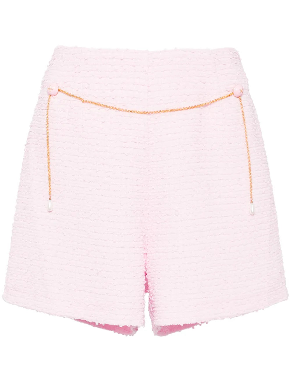 Chain-Link Detail Bouclé Shorts