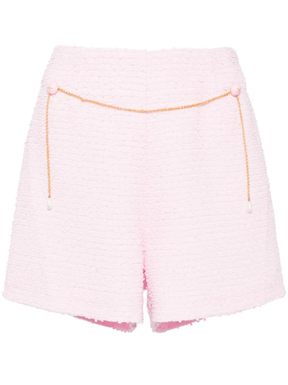 Chain-Link Detail Bouclé Shorts
