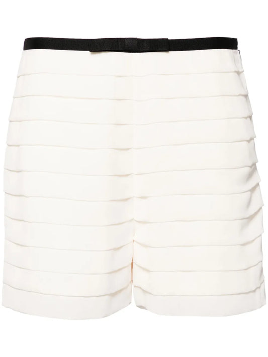 Bow-Detail Pleated Shorts