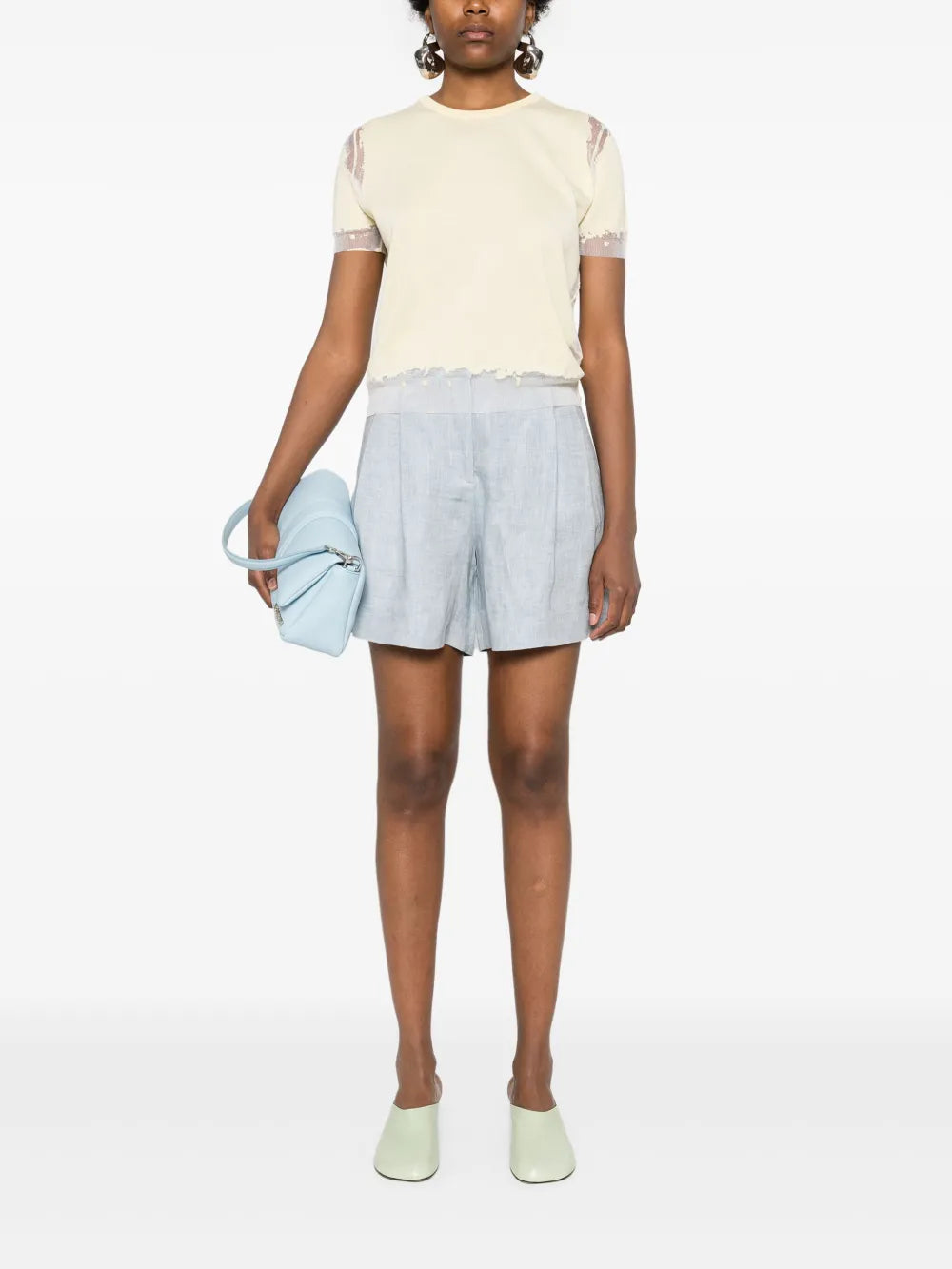 Mesh-Panelled Short-Sleeved Jumper