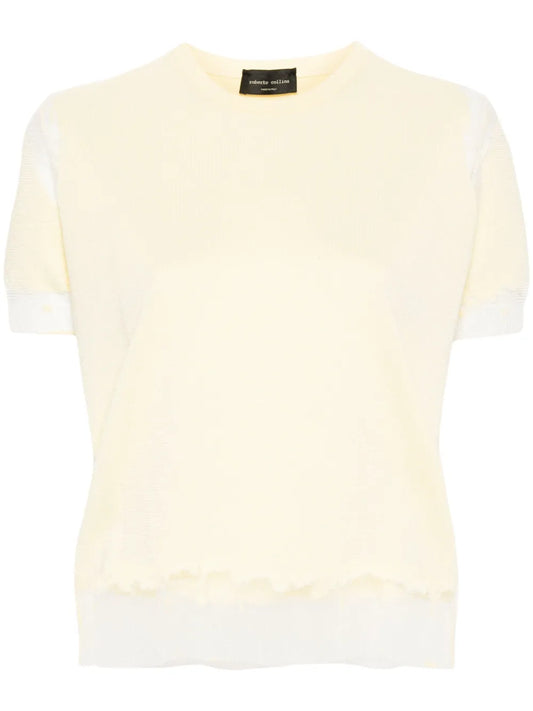 Mesh-Panelled Short-Sleeved Jumper