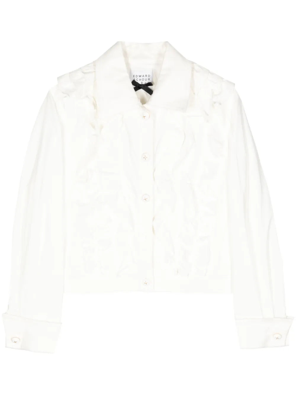 Ruffle-Trim Cotton Shirt Jacket