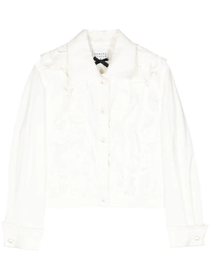 Ruffle-Trim Cotton Shirt Jacket