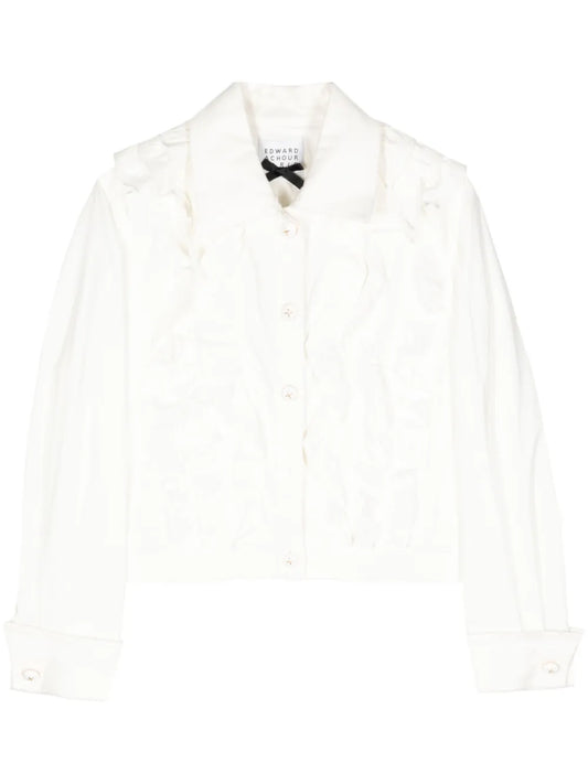 Ruffle-Trim Cotton Shirt Jacket