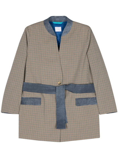 Checked Tied Blazer